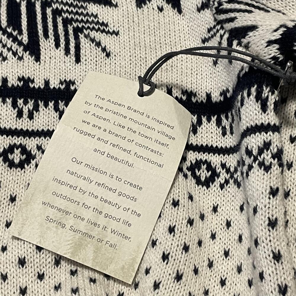 Aspen Sweater Mens Small White Navy Half Zip Pullover Snowflake Fair Isle Winter - Picture 9 of 15